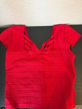 bebe Red Strappy Bandage Crop Top